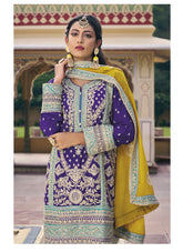 Blooming Chinnon Salwar Suit in Purple-Sky